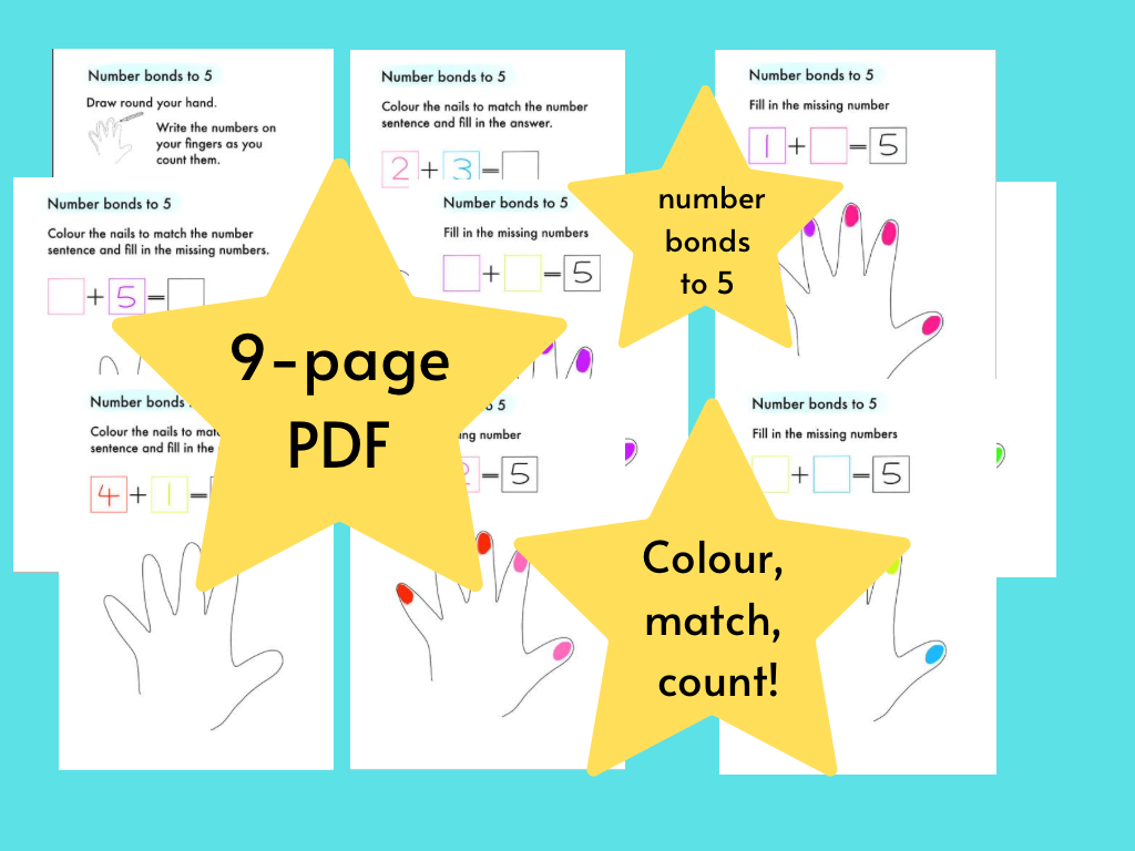 Number bonds to 5 hand worksheets Teaching Resources