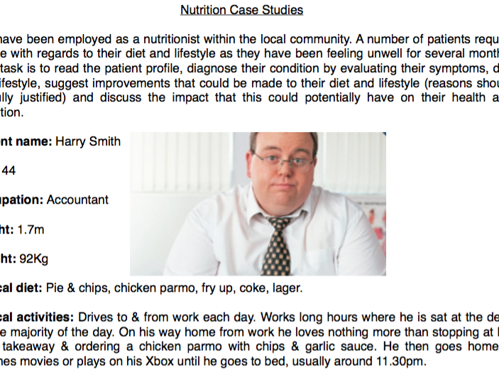 Nutrition case studies - Diet and disease