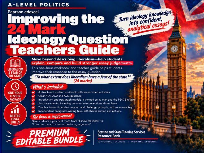 Pearson Edexcel A Level Politics: Improving the 24-Mark Ideology Essay Full Guide -Premium Bundle