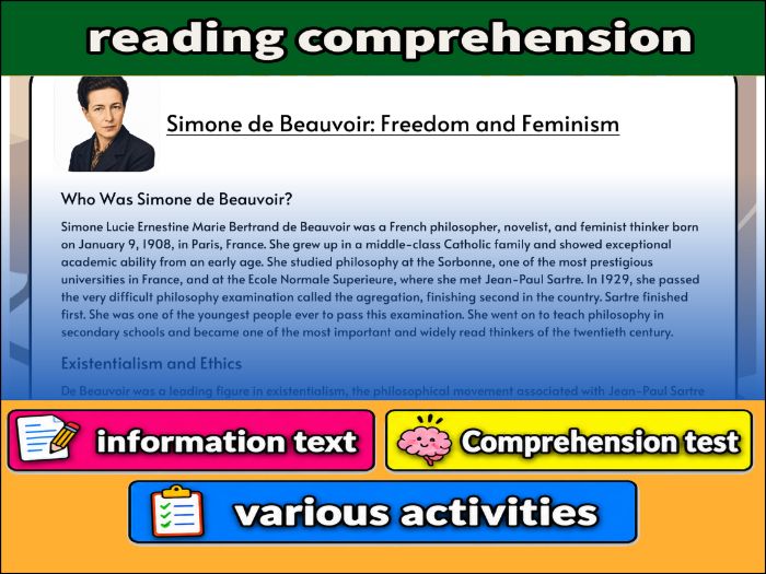 Simone de Beauvoir: Freedom and Feminism- Reading Comprehension, Worksheet & Activities