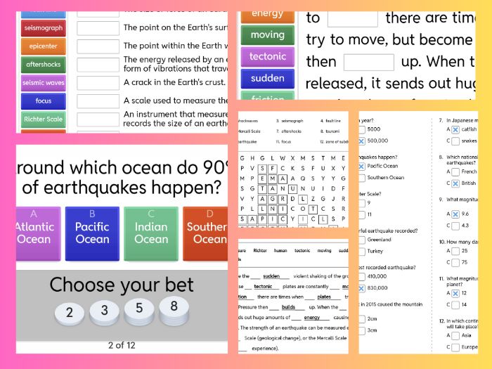 KS2/3 Earthquakes: Worksheets Pack
