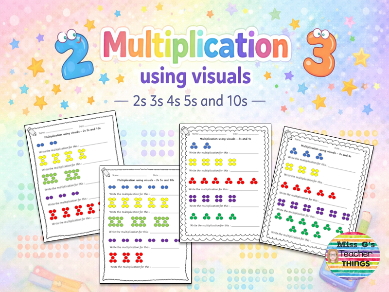 Multiplication and Division Y3 - 2s 5s 10s 3s & 4s - visual scaffolding and tests
