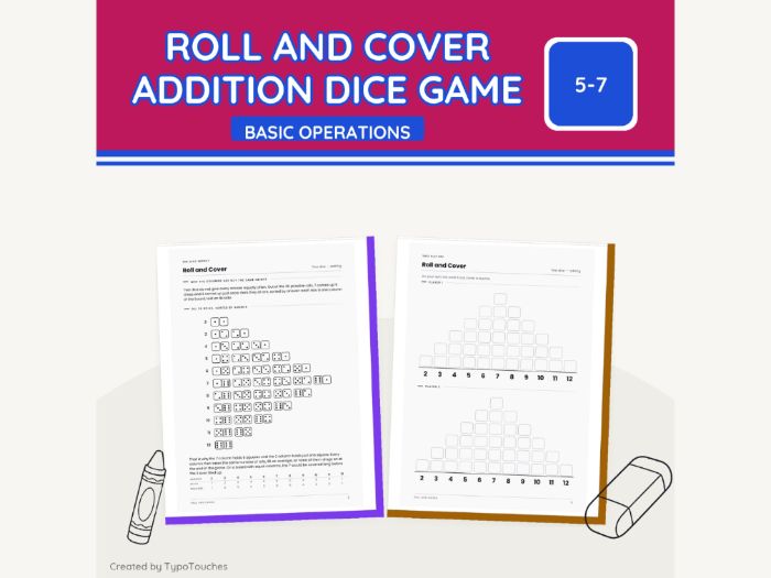 Roll and Cover Addition Game | 4 Sheets