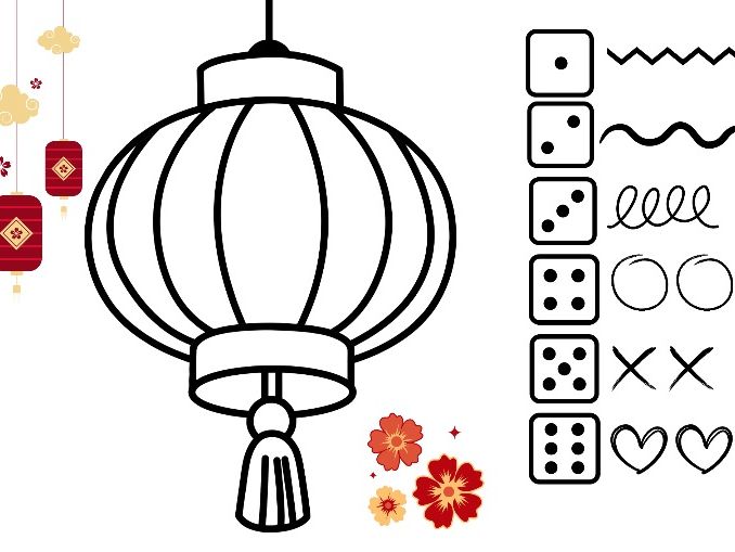 Lunar New Year Roll a Dice & Draw the Lantern Pattern – EYFS Maths and Mark-Making Activity