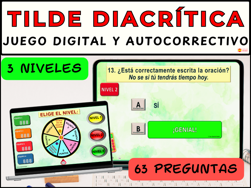 Spanish Accent Marks Practice Game Quiz; Tilde diacrítica