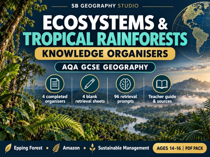 AQA GCSE Geography Ecosystems & Tropical Rainforests | Knowledge Organisers & Retrieval Practice