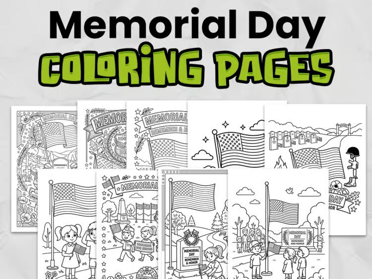 USA Memorial Day Colouring Pages | Patriotic Printable Activity | No Prep