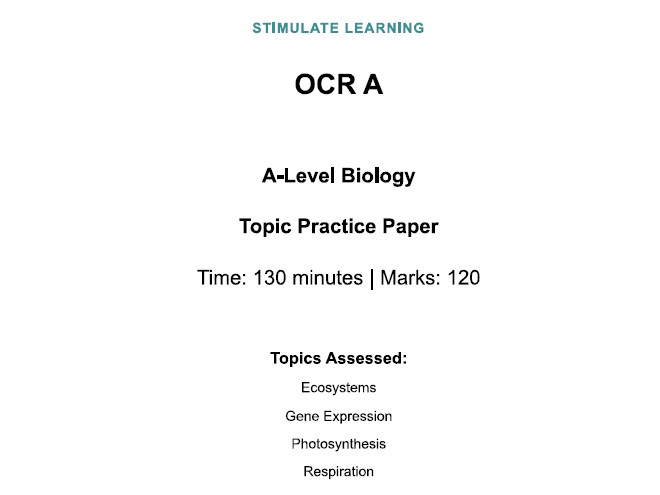 OCR A A-Level Biology Topic Practice Paper