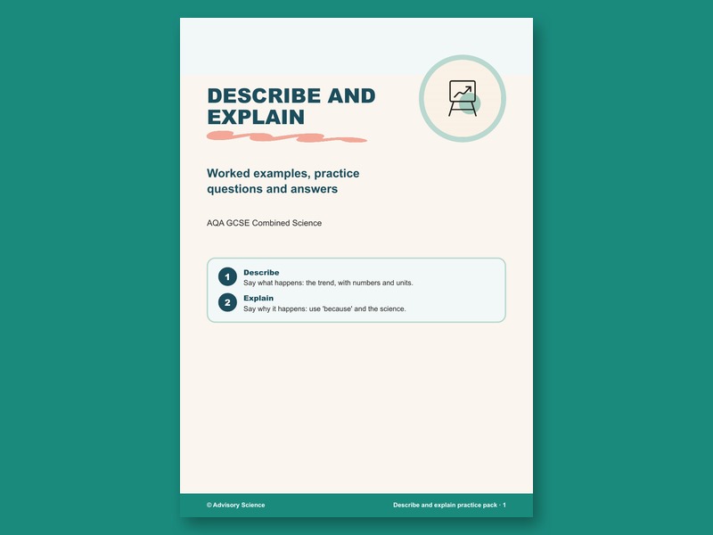 Describe vs Explain in GCSE Science: AQA Data Questions Practice Pack with Answers