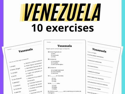 All About Venezuela in Spanish | Present Tense Worksheets | Venezuela Activities
