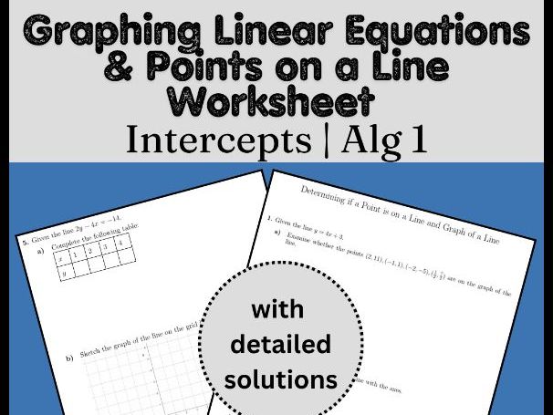 Graphing Linear Equations & Points on a Line Worksheet | Intercepts | Alg 1