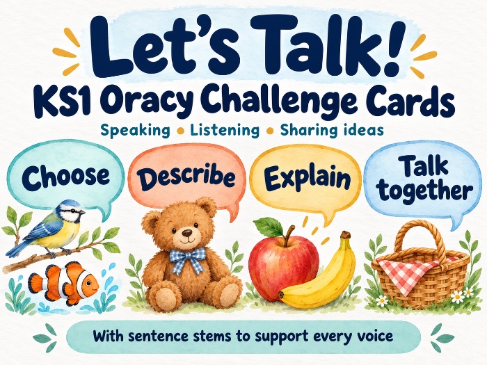 Let’s Talk! KS1 Oracy Challenge Cards | Speaking & Listening with Sentence Stems