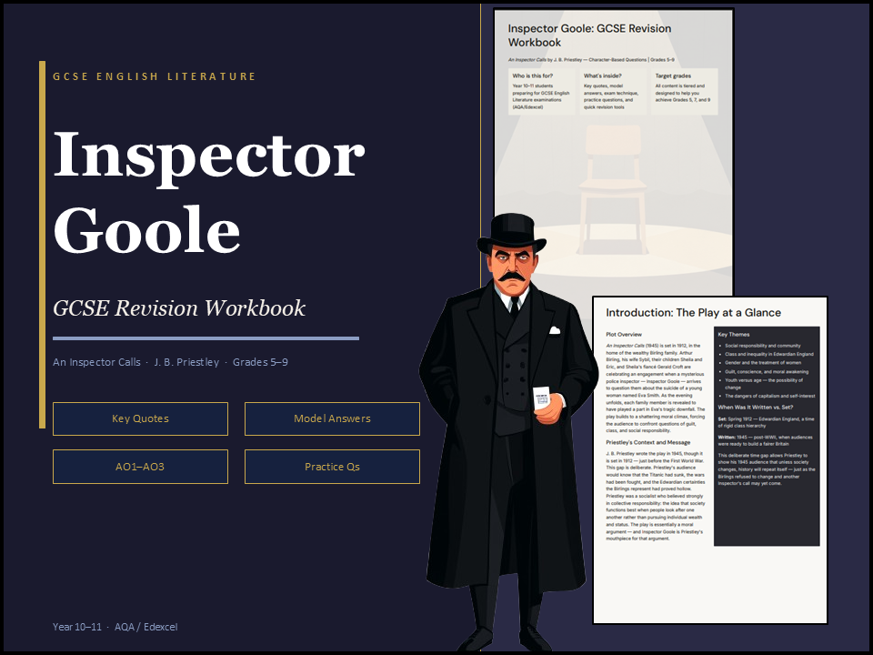Inspector Goole Revision Workbook (GCSE) | An Inspector Calls | Grades 5–9 | Exam Practice + Answers