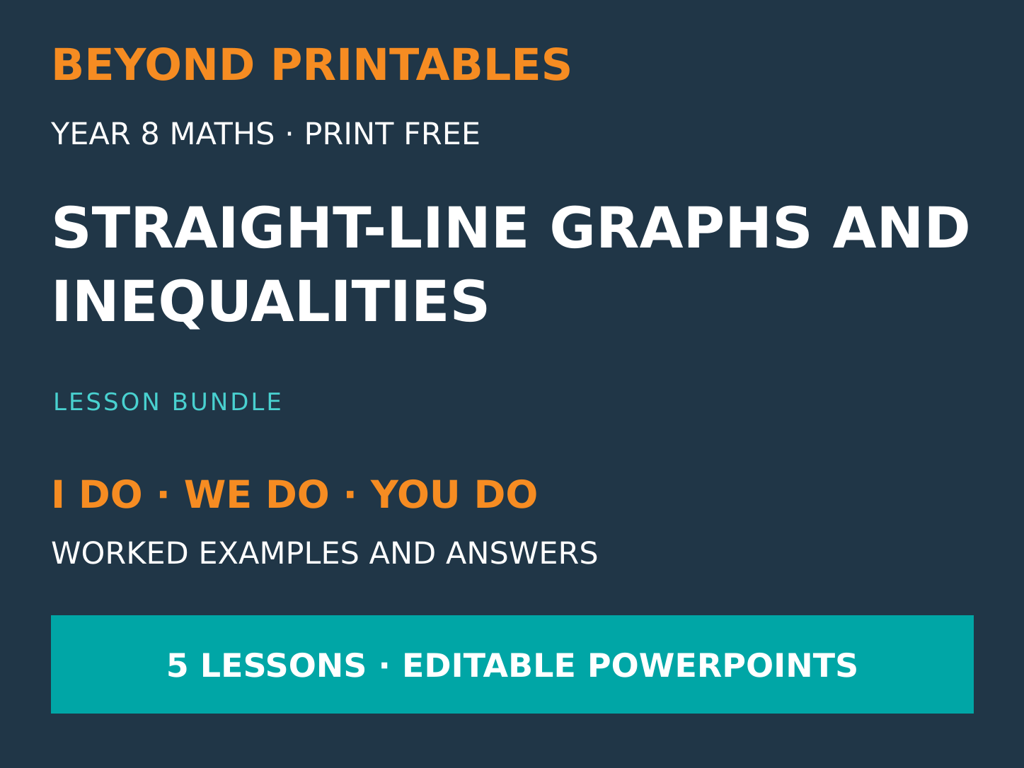 Straight-Line Graphs and Inequalities Bundle | I Do, We Do, You Do | Year 8 Maths | Print Free