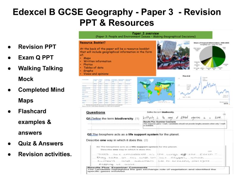 Edexcel B GCSE Geography Paper 3 Revision Pack