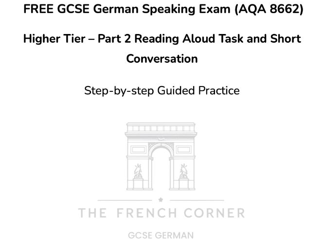 FREE GCSE German Speaking Exam (AQA 8662) Higher Tier 2026 – Part 2 Reading Aloud Exam Practice