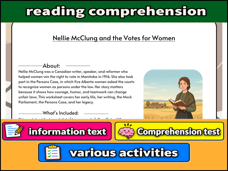 Nellie McClung and the Votes for Women& Comprehension Test