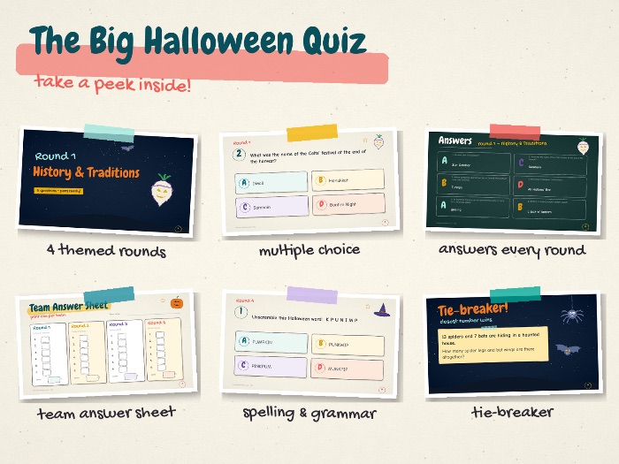 The Big Halloween Quiz KS2 | 24 Questions + Answers | No Prep