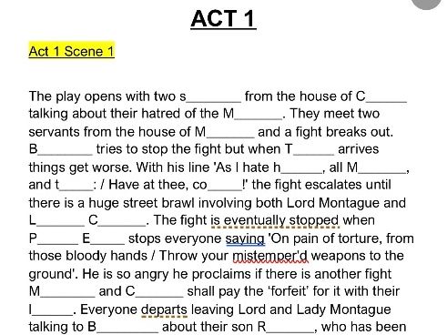 Romeo & Juliet | Act & Scene Summaries | KS3 and KS4 | Shakespeare