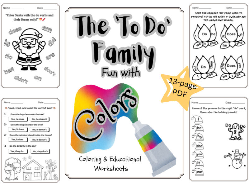 Do Verbs Practice – Coloring PDF Worksheets