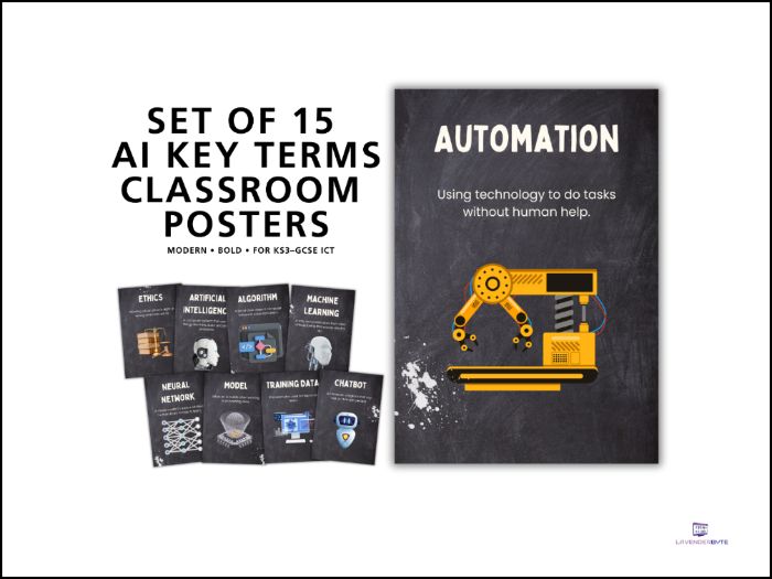 Artificial Intelligence Key Concepts Posters – Computing Classroom Display (15 Posters)