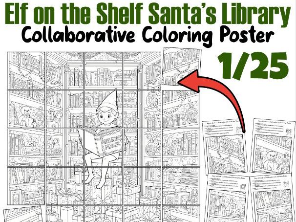 Elf on the Shelf Santa’s Library Collaborative Poster | Christmas Classroom Activity