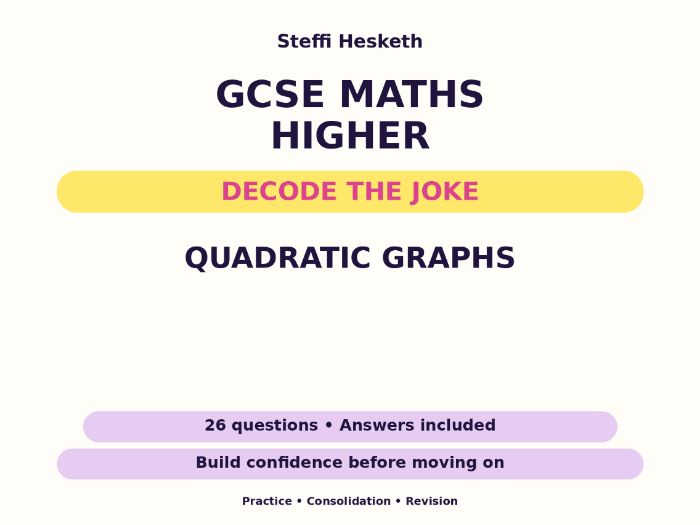 Quadratic Graphs | GCSE Decode the Joke + Answers