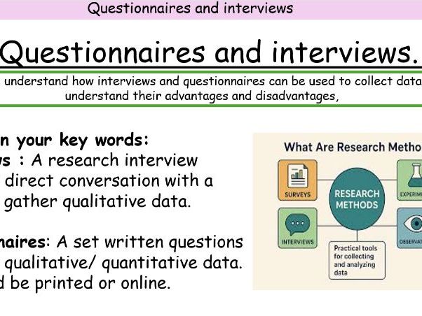 AQA sociology research methods interviews and questionnaires