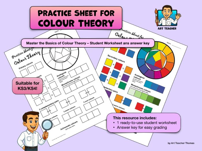 KS3/KS4 Art Project – Colour Theory Practice Sheet + Answer Key