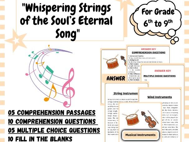 Music Theory Reading Comprehension Passages for Grades 6-9 | Musical Instruments & Strings