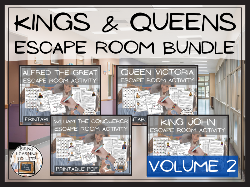 Kings and Queens of England Volume 2 Escape Room Activity Bundle | Year 5 or Year 6