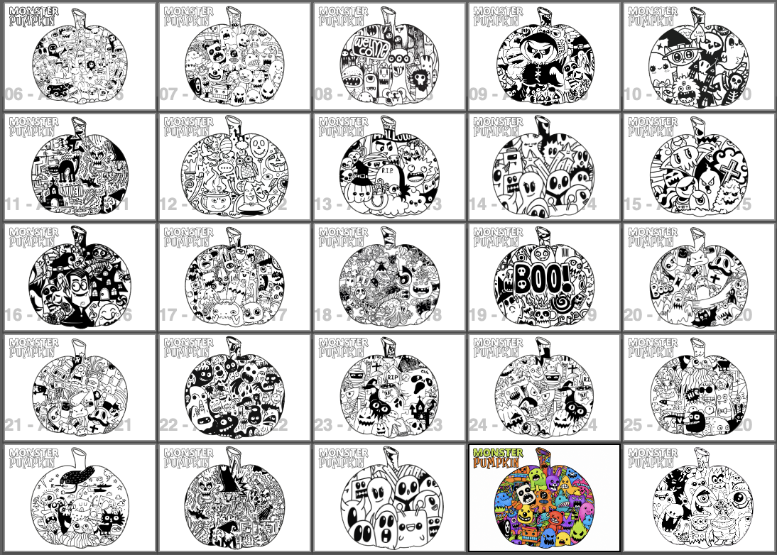 Monster Pumpkin Colouring Pages – Halloween Activity x 20 Designs ...