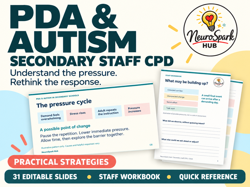 PDA and Autism in Secondary Schools | Staff Training Presentation, Workbook & Classroom Strategies