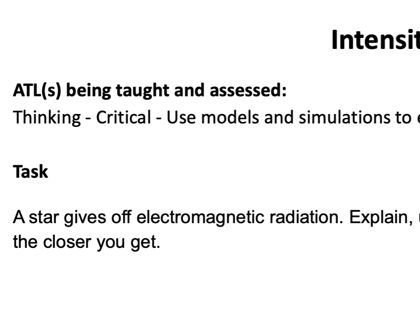 Formative task - intensity