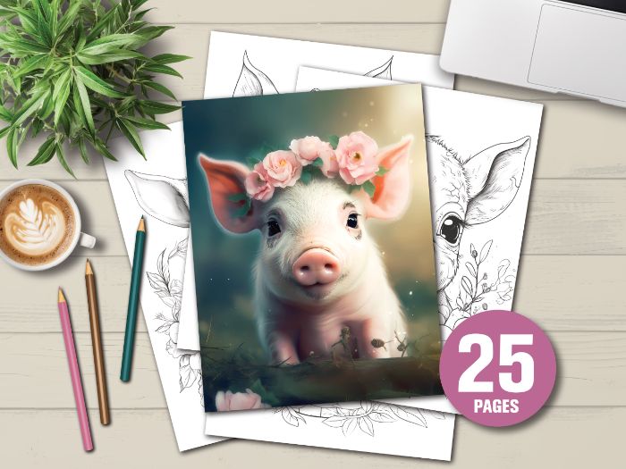 Cute Pig Coloring Book