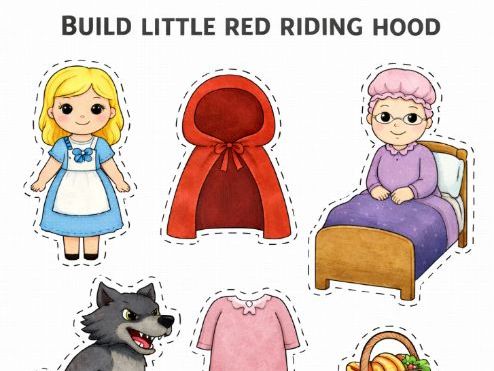 Cut and Paste Little Red Riding Hood- Fine Motor Skills