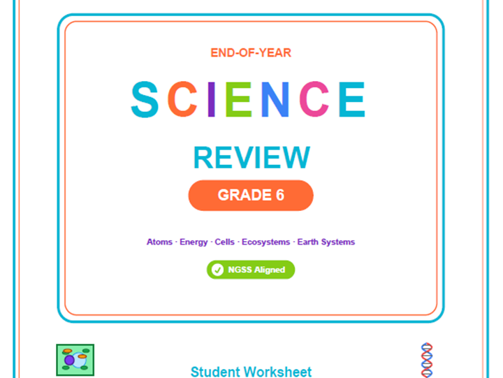 6th Grade End of Year Science Review Worksheets & Games | NGSS Aligned