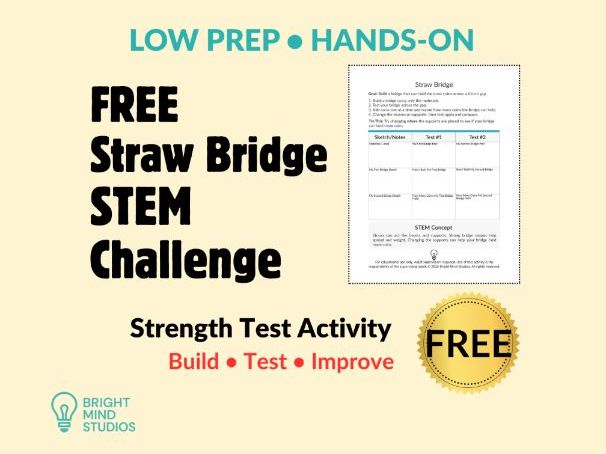 FREE Primary Straw Bridge STEM Challenge for KS1 & KS2