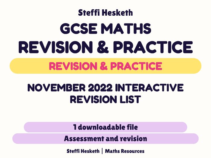 GCSE Maths Nov 2022 Advanced Interactive Revision list