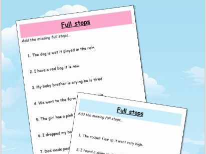 Adding Full Stops for Sentence Endings - Two Simple Sentences