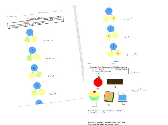 Addition - counting on to find a part (within 10)