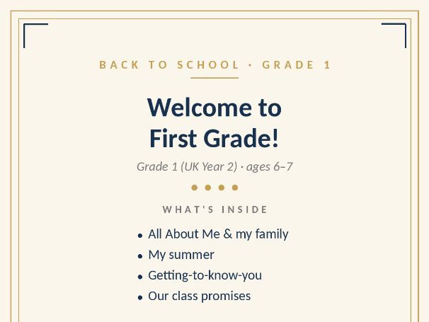 First Grade - Back to School - First Week