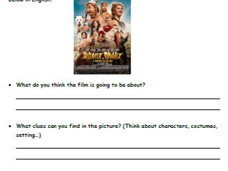 KS3 French Film Worksheet – Astérix et Obélix : L’Empire du Milieu (2023) + Teacher Copy