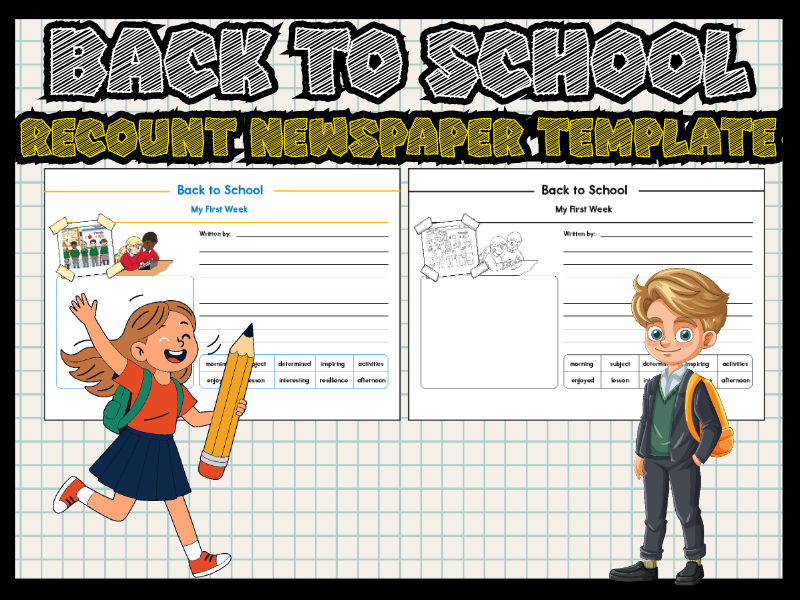 Back to School Recount Newspaper Template | First Week Writing Activity