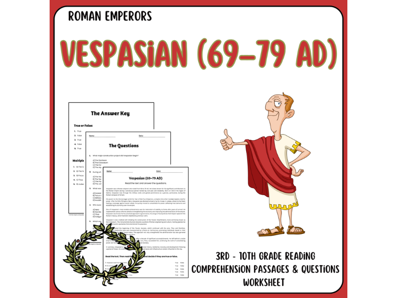 Vespasian (69–79 AD) - Reading Comprehension Passages & Questions Worksheets