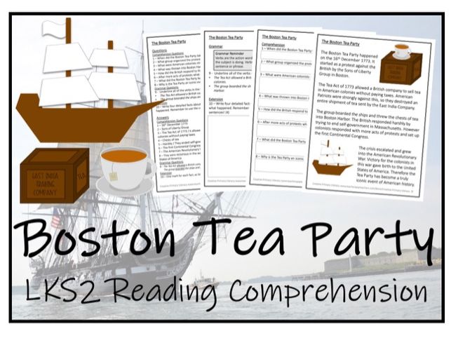 LKS2 History - Boston Tea Party Reading Comprehension Activity ...