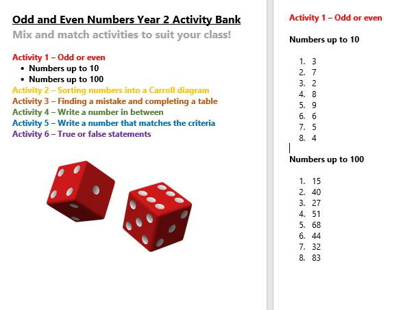 Number Names Worksheets odd and even year 2 : NadiaWilliams's Shop - Teaching Resources - TES