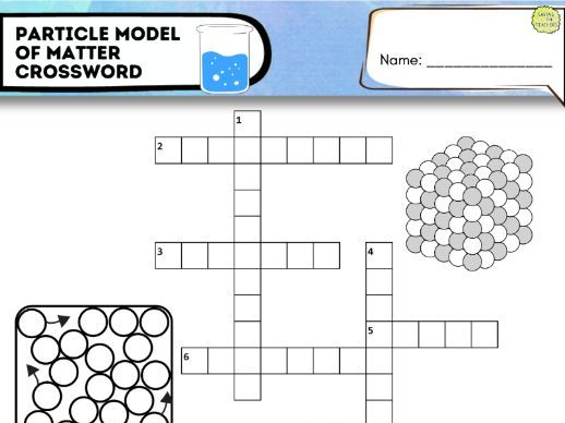 Particle Model of Matter Crossword | States of Matter Science Vocabulary
