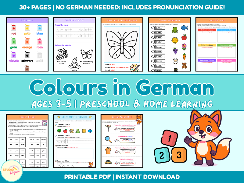 German Colours Pack | EYFS Workpack | KS1 | Games & Activities for Early Years | Homeschool PDF