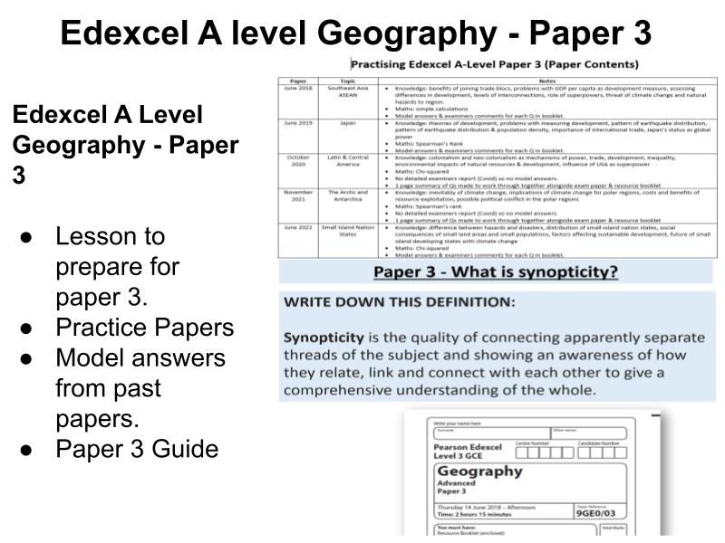 Edexcel A Level Geography Paper 3 Revision